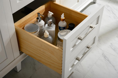 Image of 80" White Double Single Sink Vanity Cabinet With Carrara White Quartz Top Wlf2280-Cw-Qz