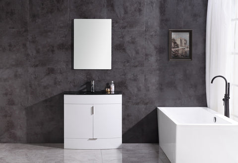 Image of 36" White Bathroom Vanity - Pvc