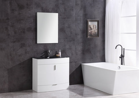 Image of 36" White Bathroom Vanity - Pvc