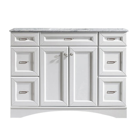 Image of Naples 48" Vanity in White with Carrara White Marble Countertop Without Mirror