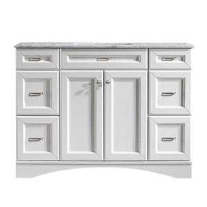 Naples 48" Vanity in White with Carrara White Marble Countertop Without Mirror