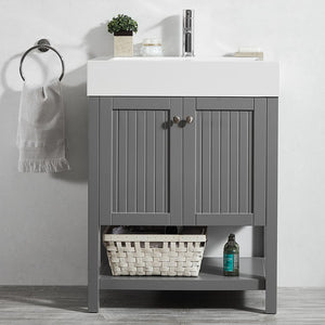 Pavia 28” Single Vanity in Grey with Acrylic under-mount Sink Without Mirror