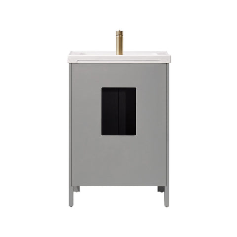 Image of Gela 24" Vanity in Grey with White Drop-In Ceramic Basin With Mirror