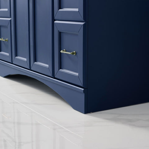 Image of Naples 48" Vanity in Royal Blue with Carrara White Marble Countertop Without Mirror