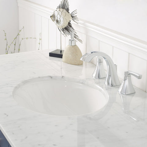 Image of Gela 48" Single Vanity in Royal Blue with Carrara White Marble Countertop Without Mirror