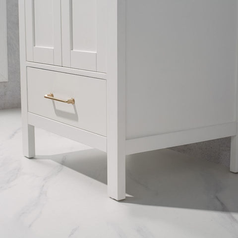 Image of Gela 24" Vanity in White with Drop-In White Ceramic Basin With Mirror