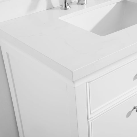 Image of Charlotte 60" Double Vanity in White with Carrara Quartz Stone Top With Mirror