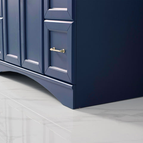 Image of Naples 48" Vanity in Royal Blue with Carrara White Marble Countertop With Mirror