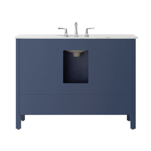 Gela 48" Single Vanity in Royal Blue with Carrara White Marble Countertop Without Mirror