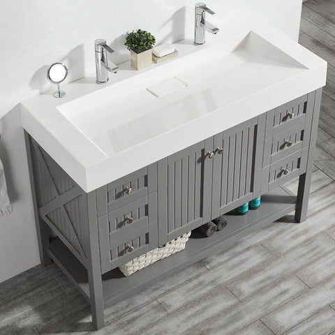 Image of Pavia 48” Single Vanity in Grey with Acrylic under-mount Sink Without Mirror