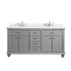 Charlotte 72" Double Vanity in Grey with Carrara Quartz Stone Top Without Mirror