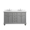 Charlotte 60" Double Vanity in Grey with Carrara Quartz Stone Top  Without Mirror