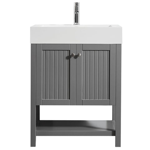 Image of Pavia 28” Single Vanity in Grey with Acrylic under-mount Sink Without Mirror