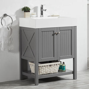 Pavia 28” Single Vanity in Grey with Acrylic under-mount Sink Without Mirror