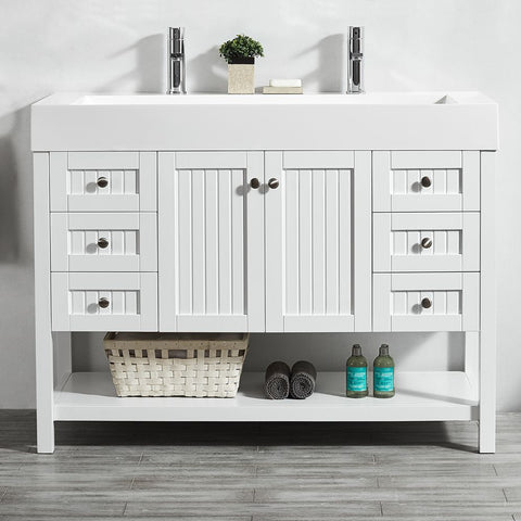 Image of Pavia 48” Single Vanity in White with Acrylic under-mount Sink Without Mirror