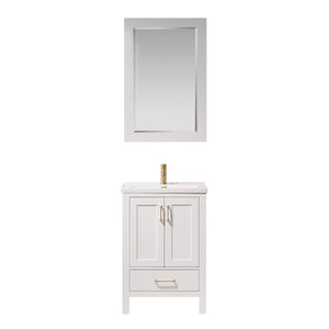 Gela 24" Vanity in White with Drop-In White Ceramic Basin With Mirror