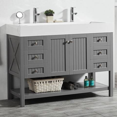 Image of Pavia 48” Single Vanity in Grey with Acrylic under-mount Sink Without Mirror