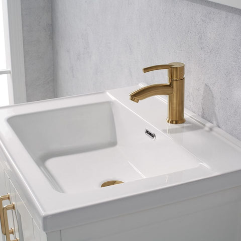 Image of Gela 24" Vanity in White with Drop-In White Ceramic Basin With Mirror