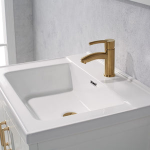 Gela 24" Vanity in White with Drop-In White Ceramic Basin With Mirror