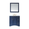 Naples 36" Vanity in Royal Blue with Carrara White Marble Countertop With Mirror