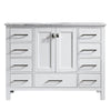 Gela 48" Single Vanity in White  with Carrara White Marble Countertop Without Mirror