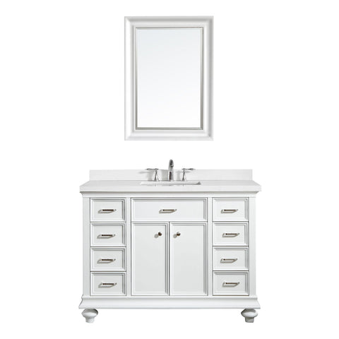 Image of Charlotte 60" Vanity in Finnish Green with Carrara White Composite Stone Countertop With Mirror