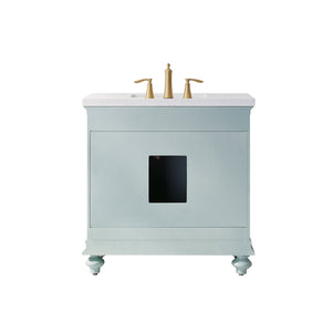 Charlotte 36" Vanity in Finnish Green with Carrara White Composite Stone Countertop Without Mirror