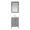 Gela 24" Vanity in Grey with White Drop-In Ceramic Basin With Mirror